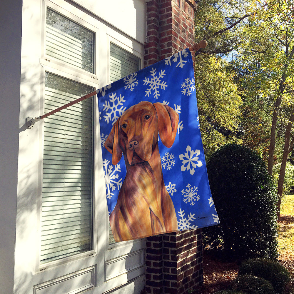 Vizsla Winter Snowflakes Holiday Flag Canvas House Size  the-store.com.