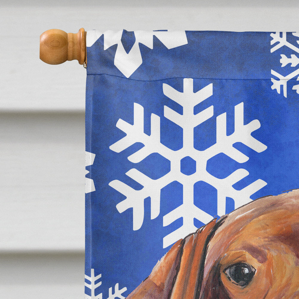 Vizsla Winter Snowflakes Holiday Flag Canvas House Size  the-store.com.