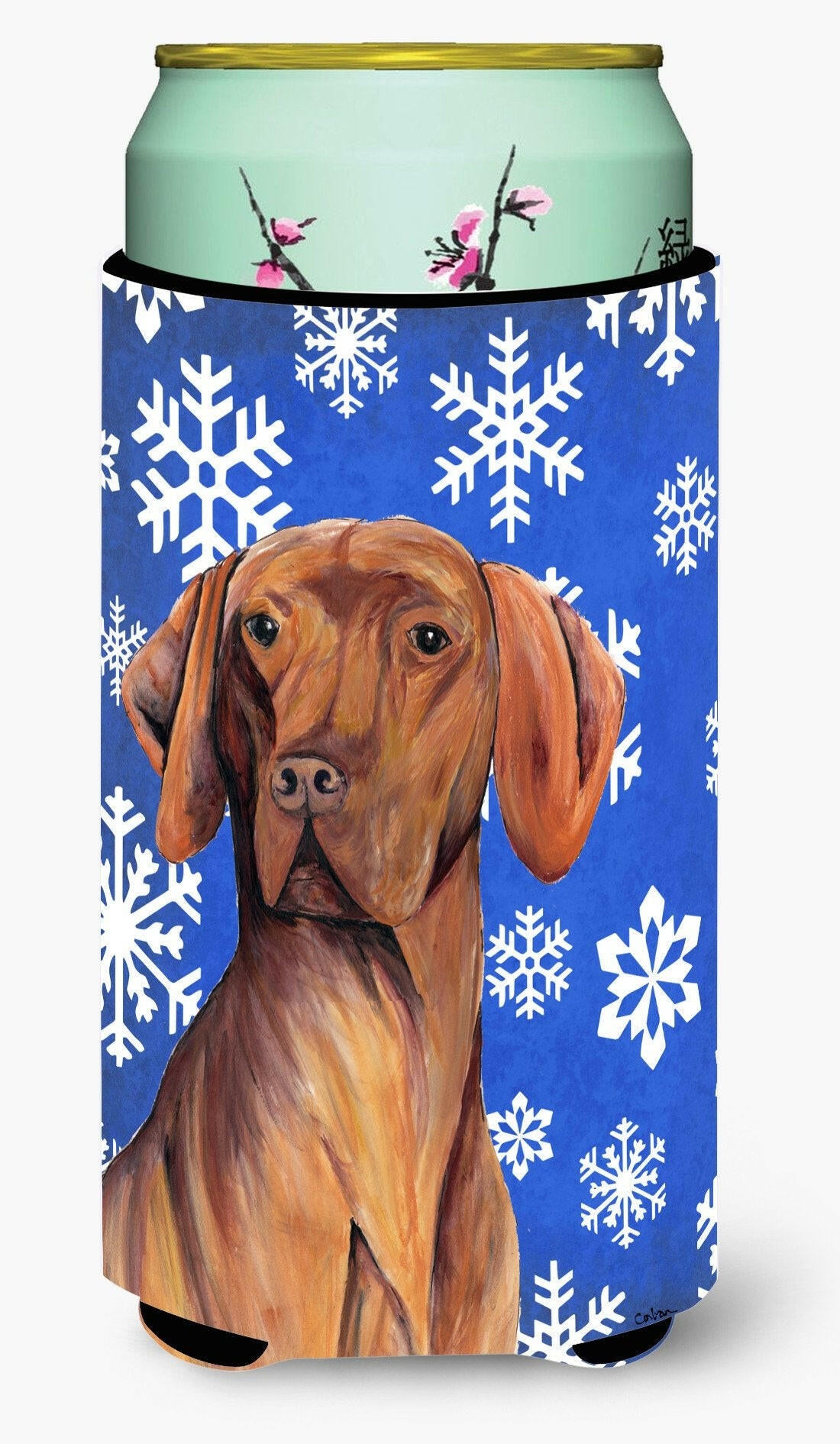 Vizsla Winter Snowflakes Holiday  Tall Boy Beverage Insulator Beverage Insulator Hugger by Caroline's Treasures