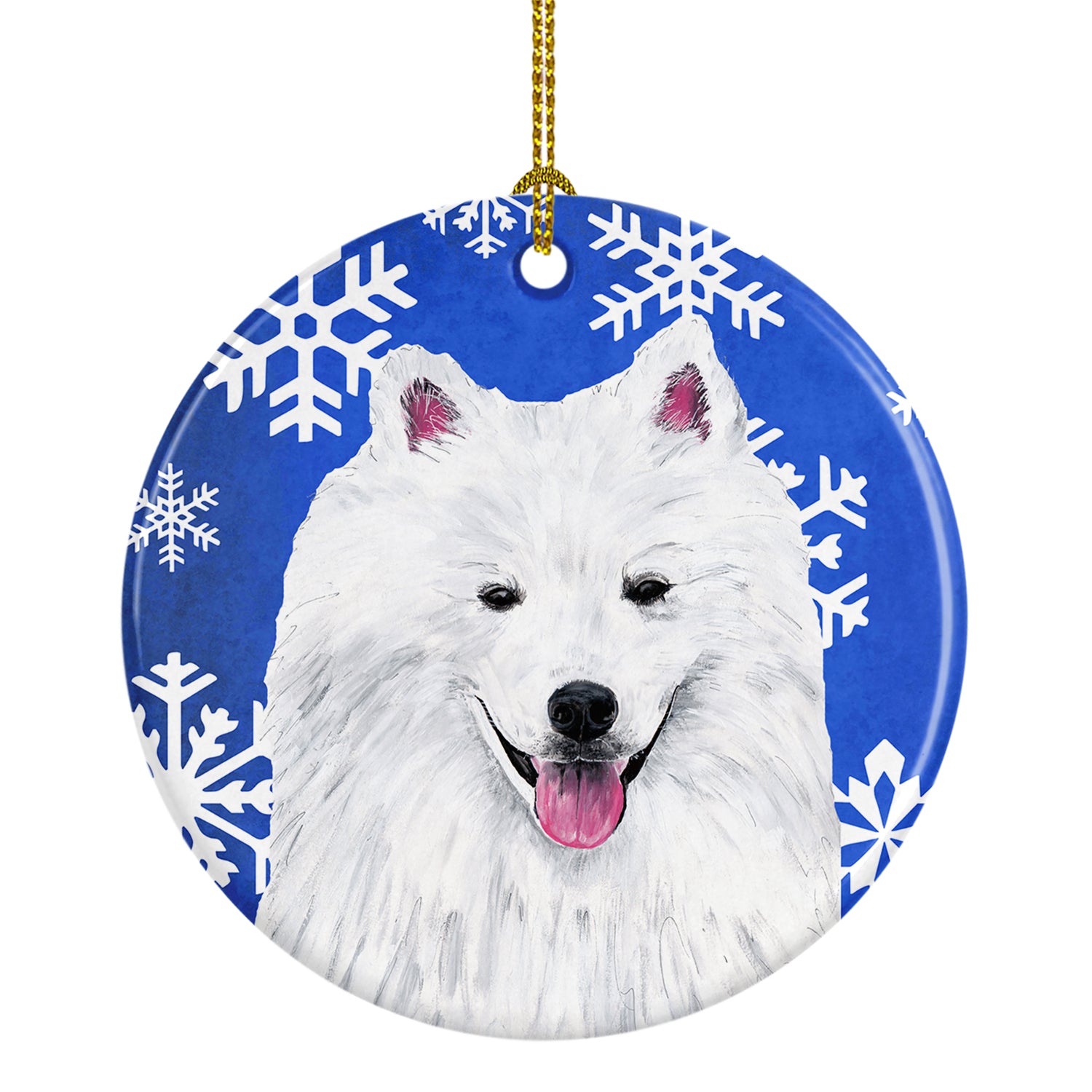 American Eskimo Winter Snowflakes Holiday Ceramic Ornament SC9379 - the-store.com