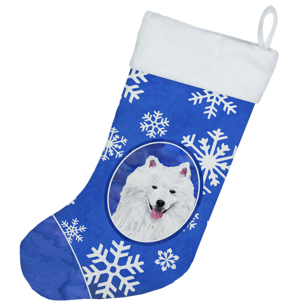 American Eskimo Winter Snowflakes Christmas Stocking SC9379  the-store.com.