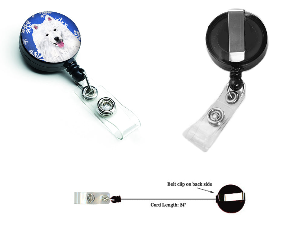 American Eskimo Winter Snowflakes Holiday Retractable Badge Reel SC9379BR  the-store.com.