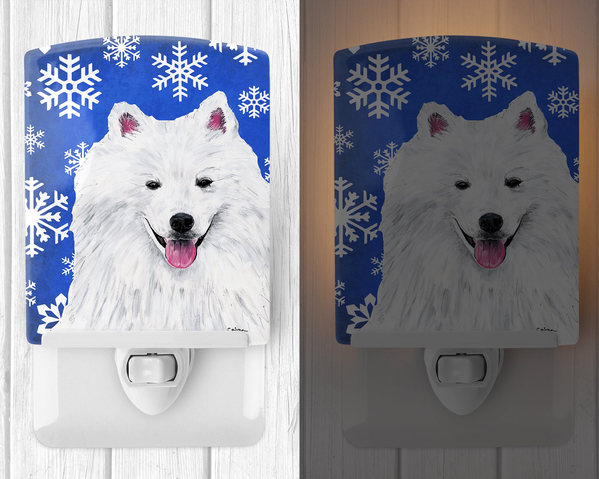 American Eskimo Winter Snowflakes Holiday Ceramic Night Light SC9379CNL - the-store.com