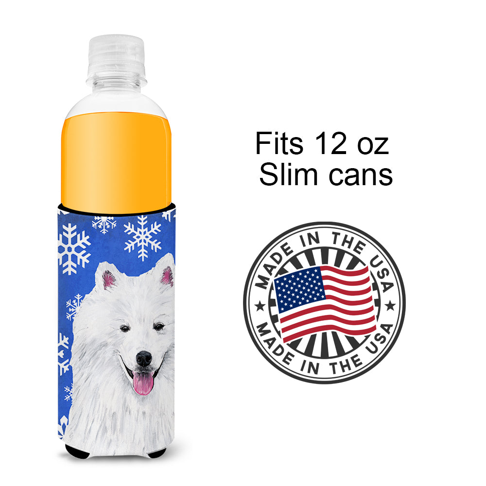 American Eskimo Winter Snowflakes Holiday Ultra Beverage Insulators for slim cans SC9379MUK.