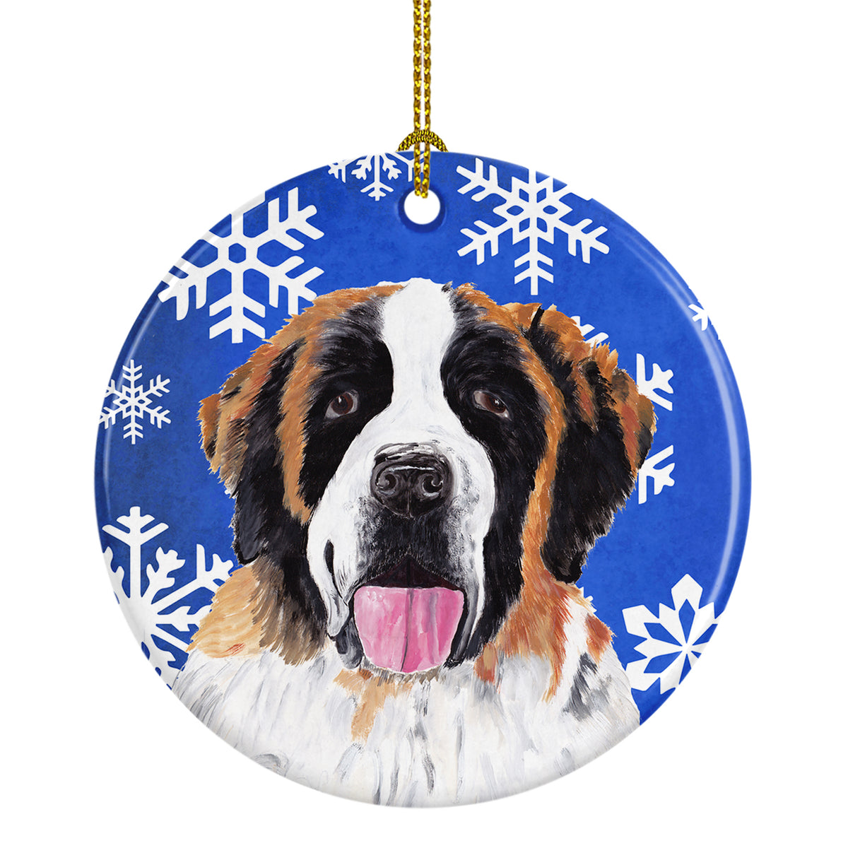 Saint Bernard Winter Snowflakes Holiday Ceramic Ornament SC9382 - the-store.com