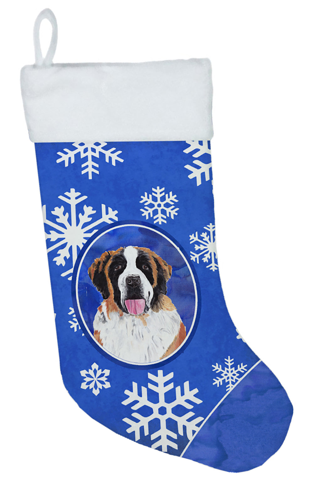 Saint Bernard Winter Snowflakes Christmas Stocking SC9382  the-store.com.