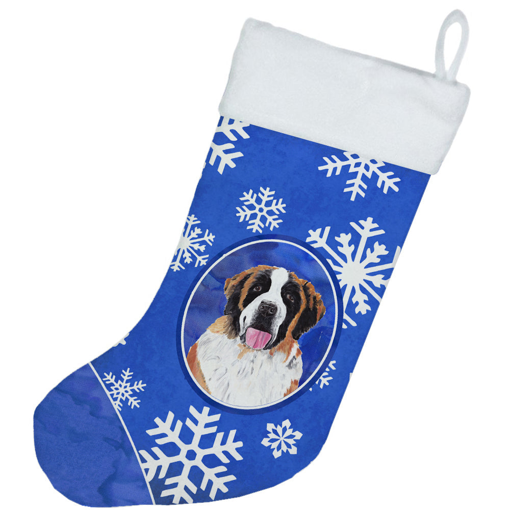 Saint Bernard Winter Snowflakes Christmas Stocking SC9382  the-store.com.