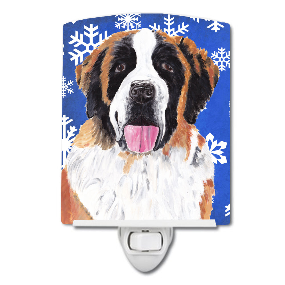 Saint Bernard Winter Snowflakes Holiday Ceramic Night Light SC9382CNL - the-store.com