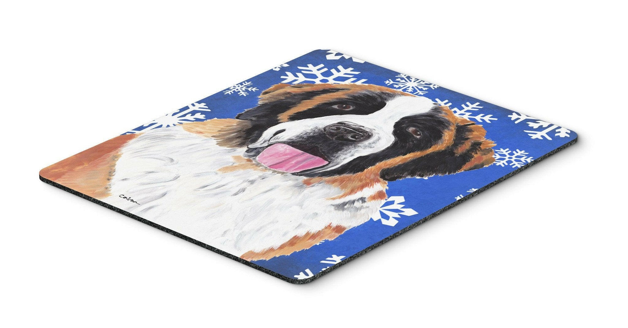 Saint Bernard Winter Snowflakes Holiday Mouse Pad, Hot Pad or Trivet by Caroline's Treasures