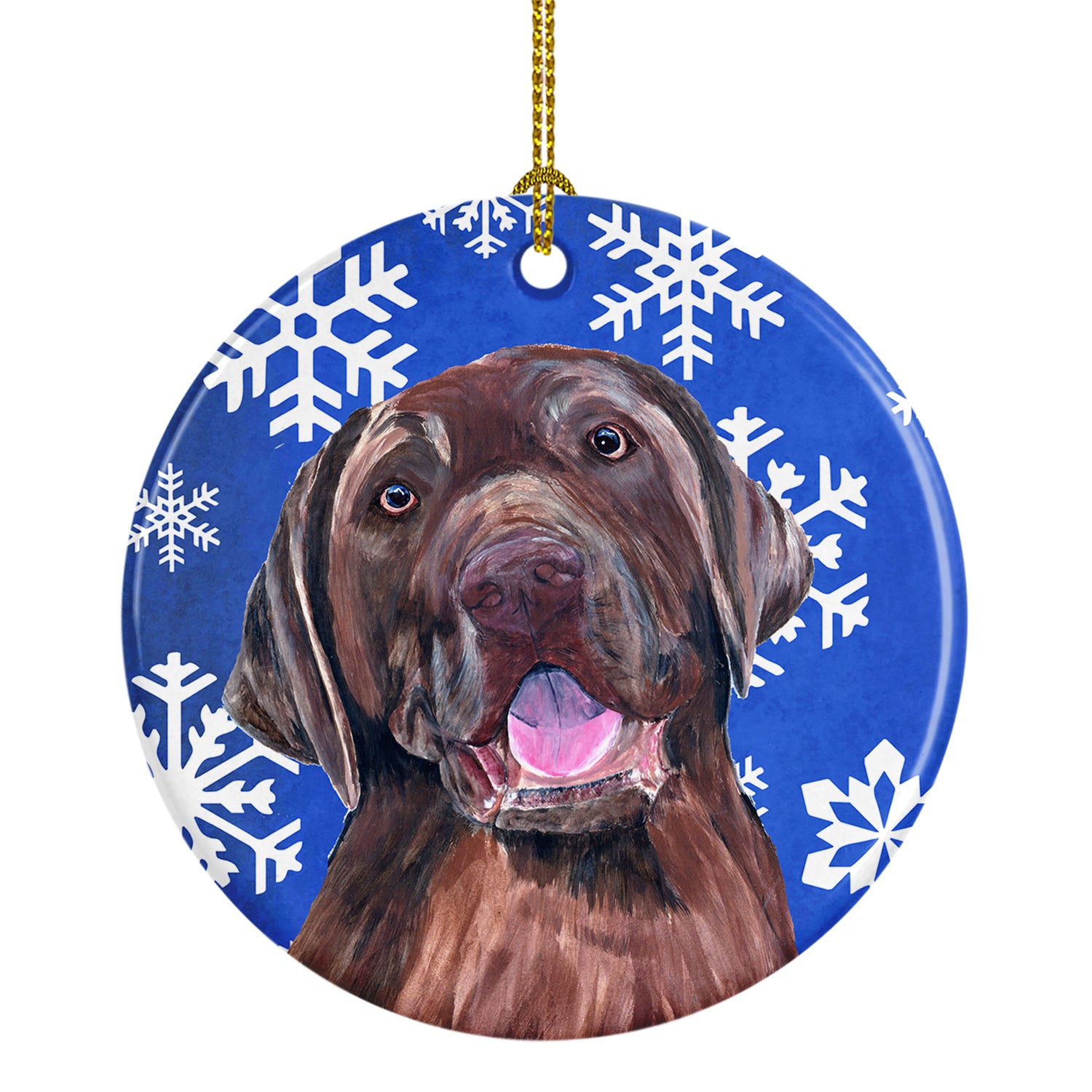 Labrador Winter Snowflakes Holiday Ceramic Ornament SC9384 - the-store.com