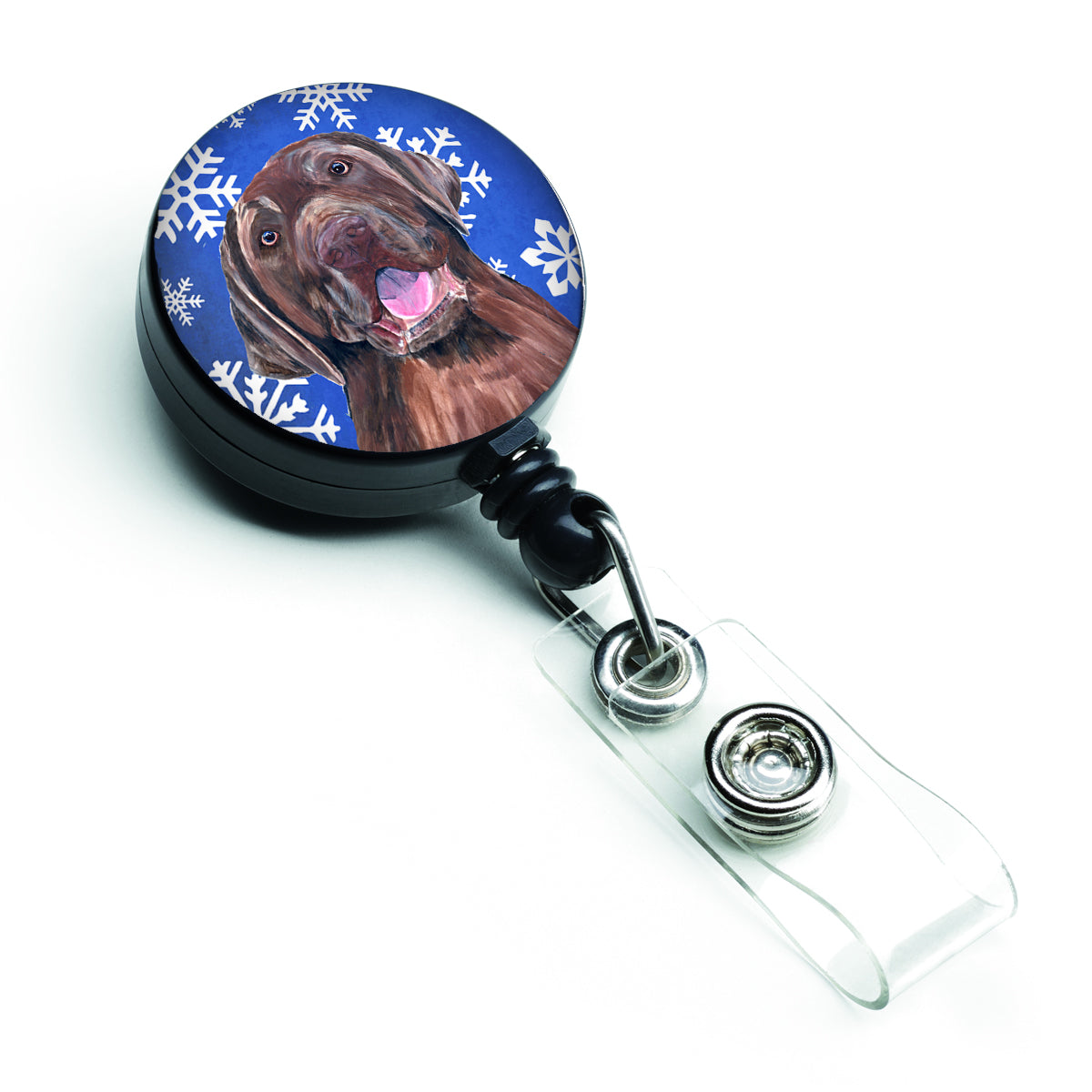 Labrador Winter Snowflakes Holiday Retractable Badge Reel SC9384BR  the-store.com.