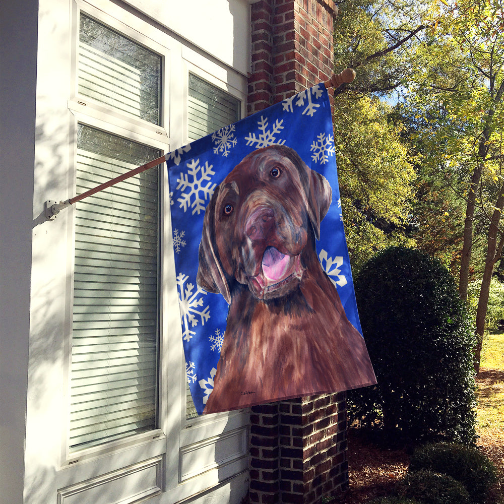 Labrador Winter Snowflakes Holiday Flag Canvas House Size  the-store.com.