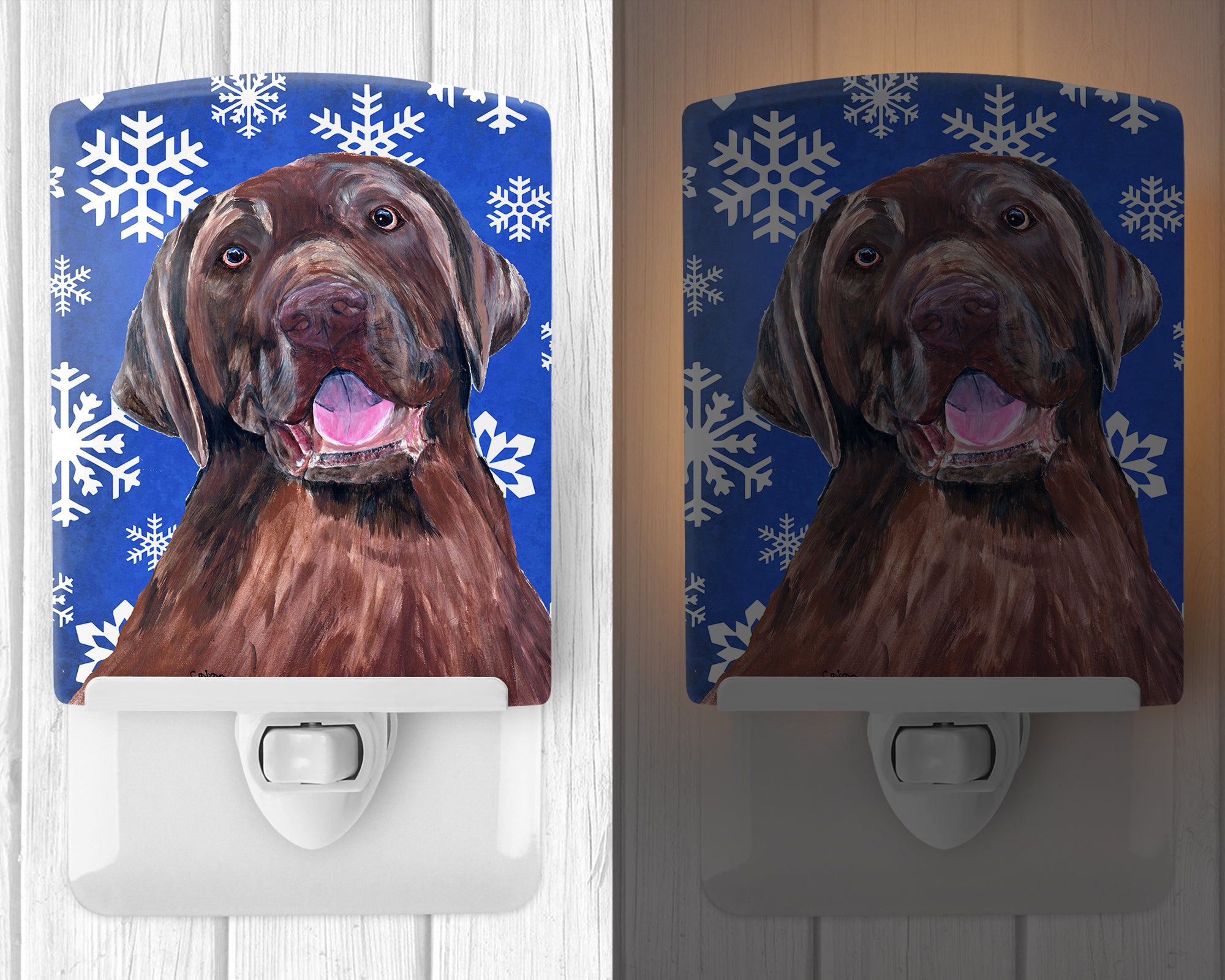 Labrador Winter Snowflakes Holiday Ceramic Night Light SC9384CNL - the-store.com