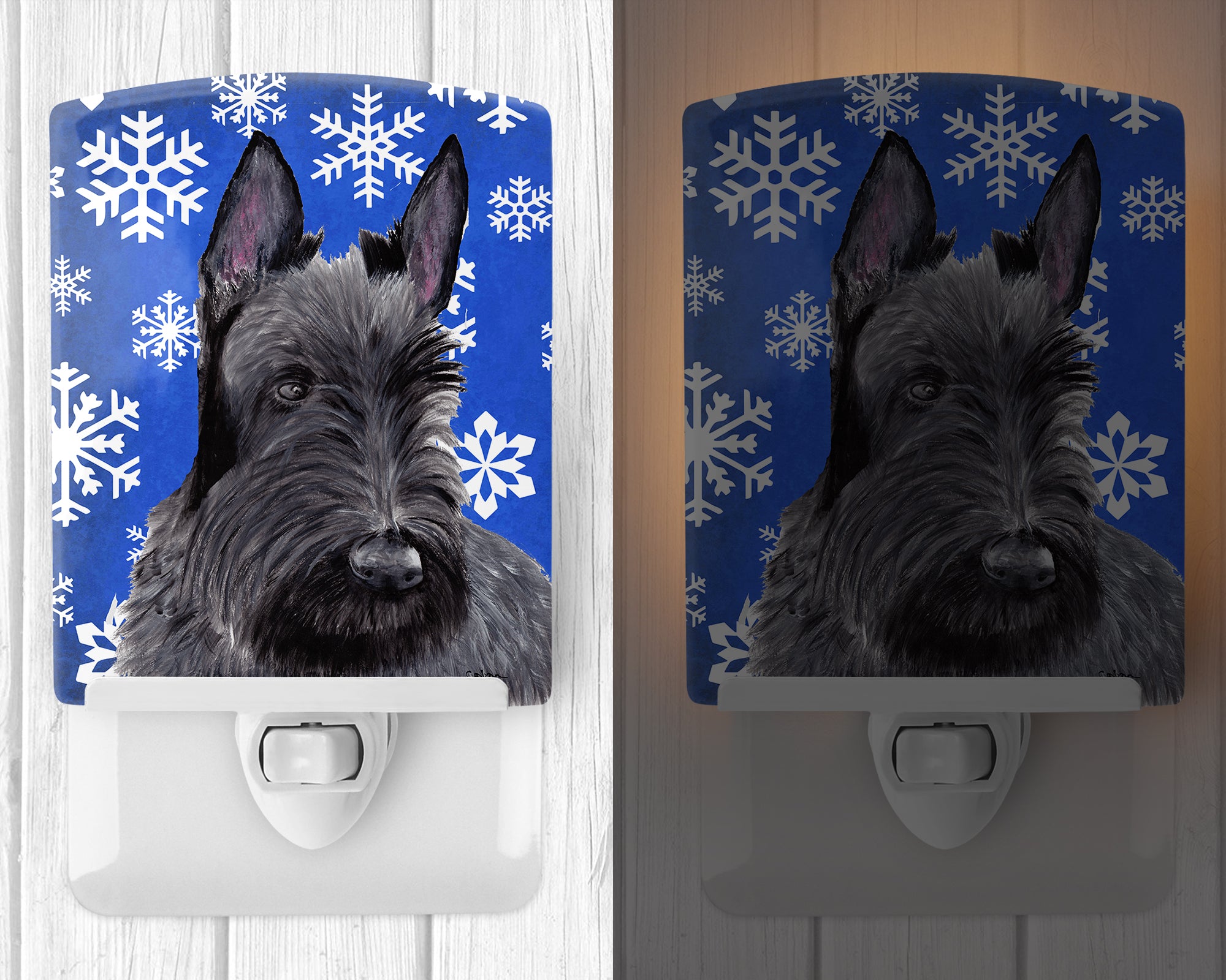 Scottish Terrier Winter Snowflakes Holiday Ceramic Night Light SC9386CNL - the-store.com