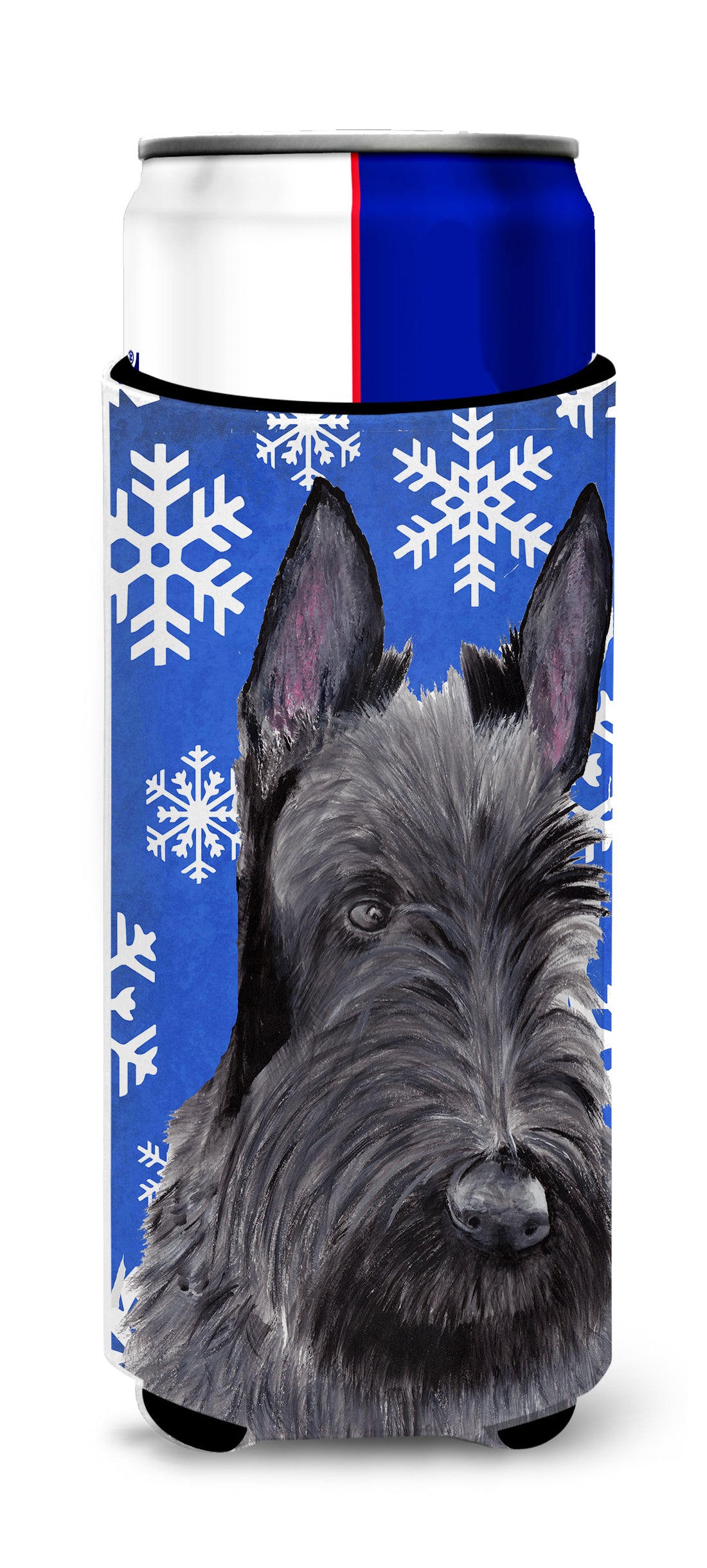 Scottish Terrier Winter Snowflakes Holiday Ultra Beverage Insulators for slim cans SC9386MUK.