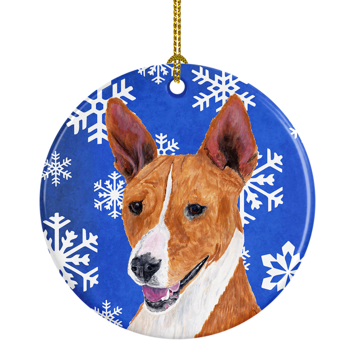 Basenji Winter Snowflakes Holiday Ceramic Ornament SC9387 - the-store.com