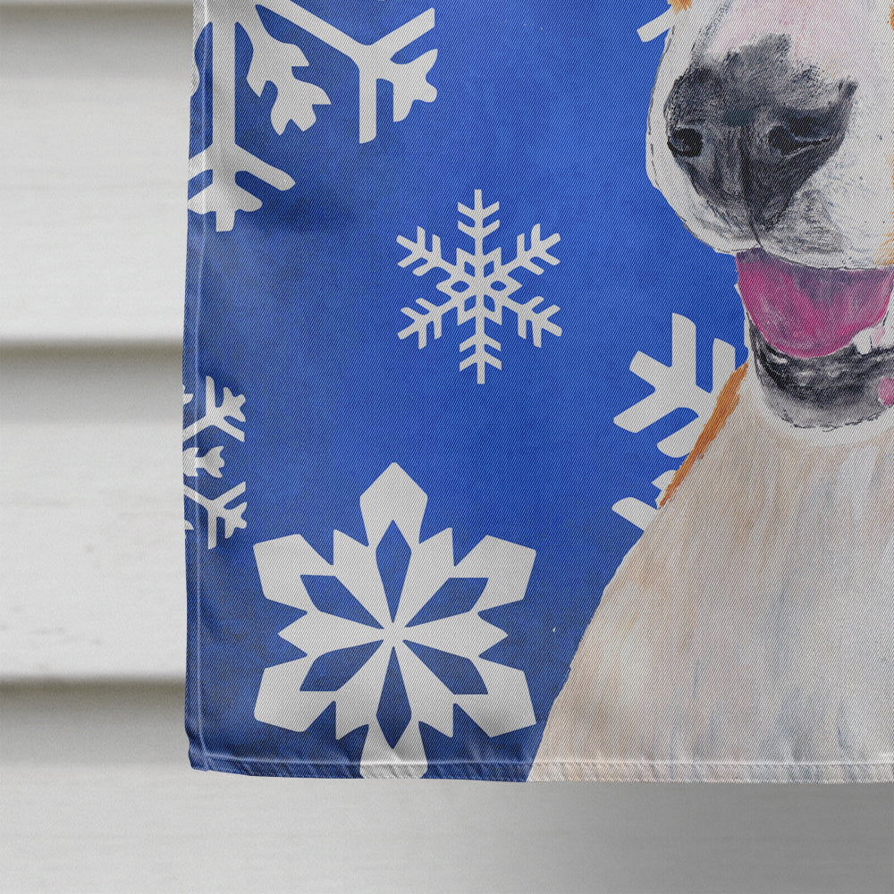 Basenji Winter Snowflakes Holiday Flag Canvas House Size  the-store.com.