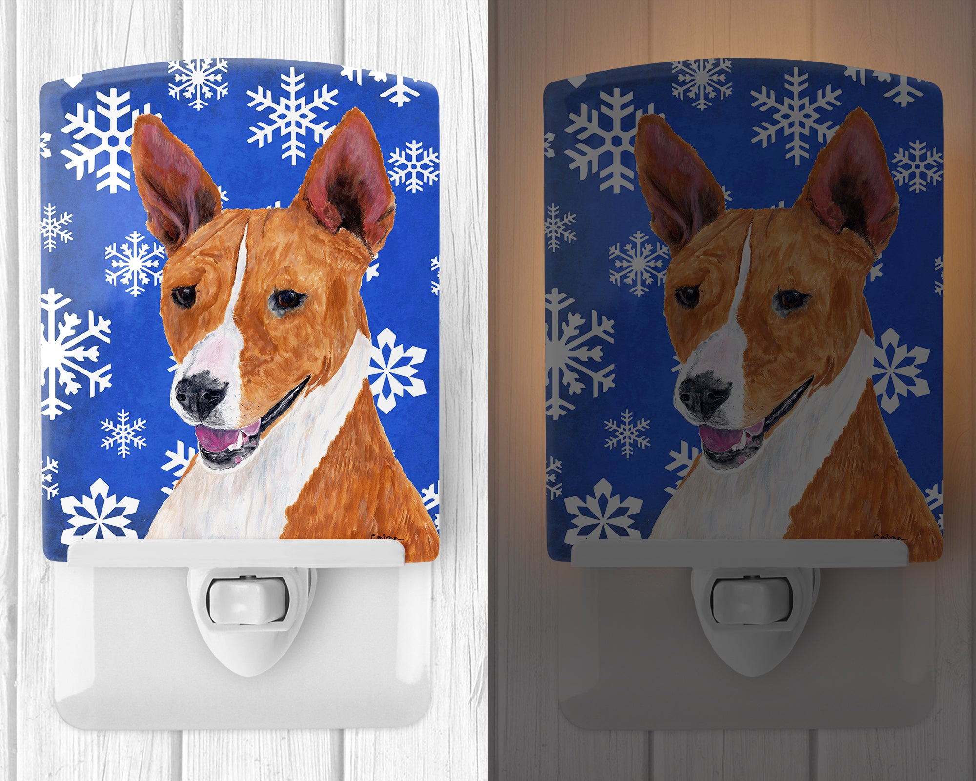 Basenji Winter Snowflakes Holiday Ceramic Night Light SC9387CNL - the-store.com