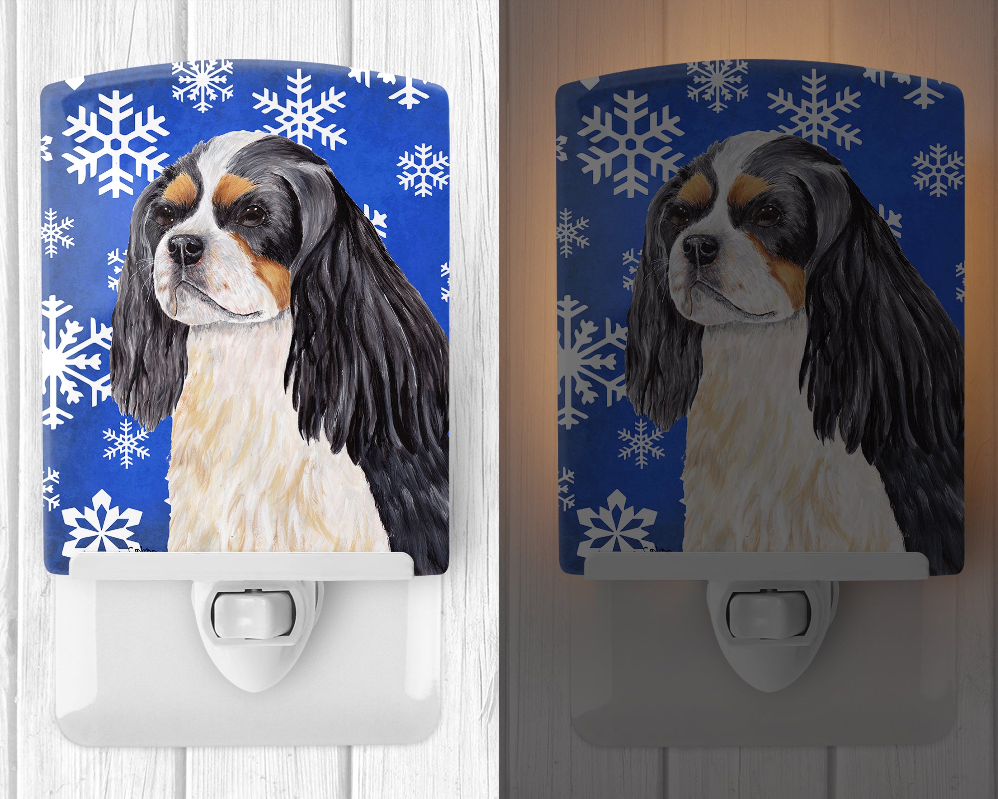 Cavalier Spaniel Winter Snowflakes Holiday Ceramic Night Light SC9391CNL - the-store.com