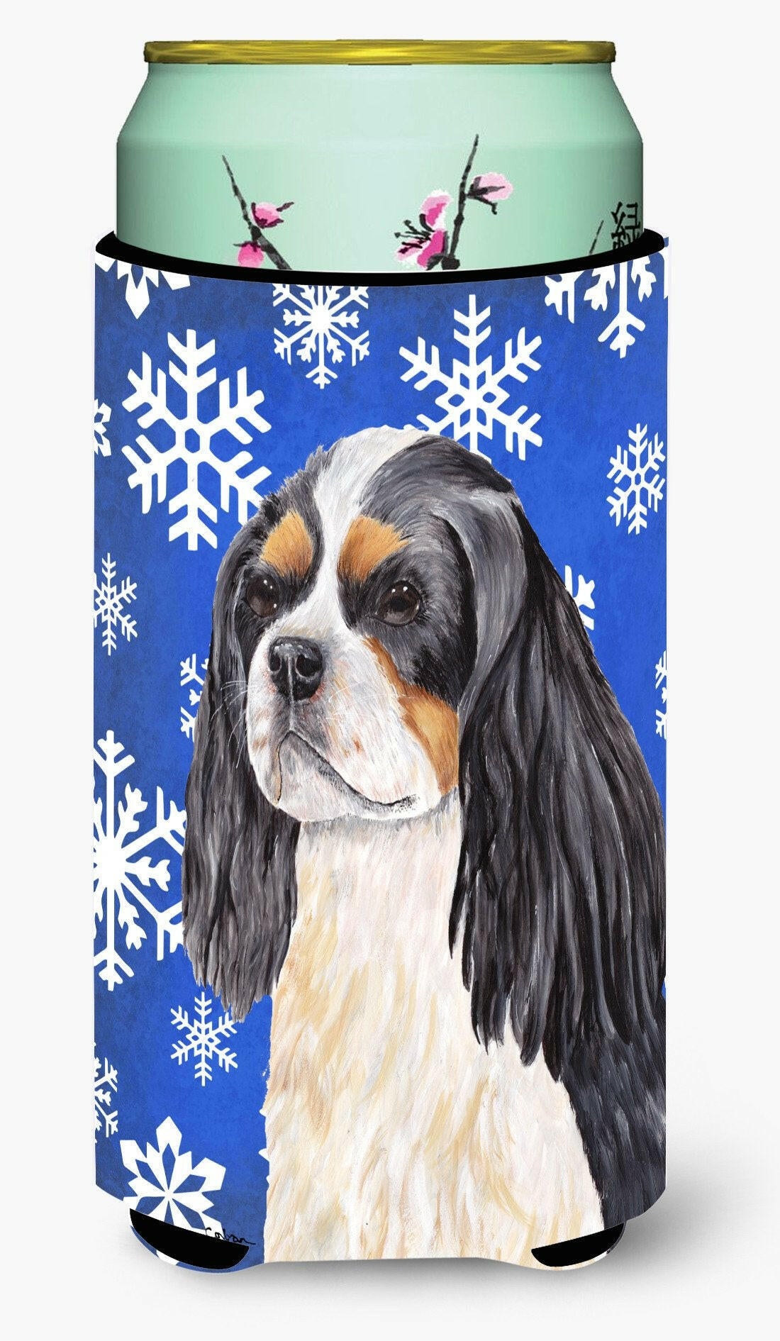 Cavalier Spaniel Winter Snowflakes Holiday  Tall Boy Beverage Insulator Beverage Insulator Hugger by Caroline&#39;s Treasures