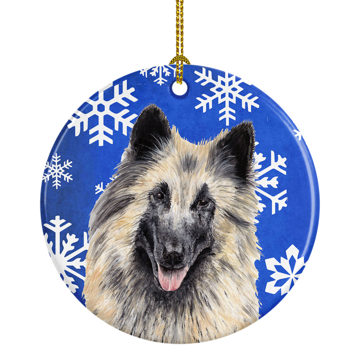 Belgian Tervuren Winter Snowflakes Holiday Ceramic Ornament SC9392 - the-store.com