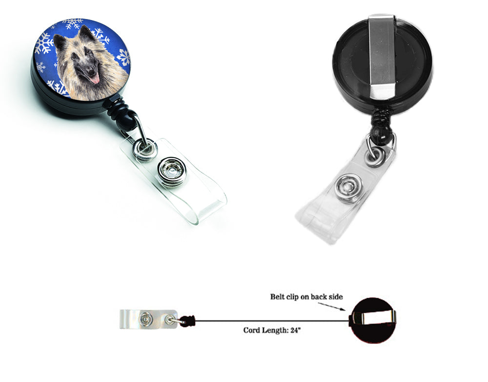 Belgian Tervuren Winter Snowflakes Holiday Retractable Badge Reel SC9392BR  the-store.com.