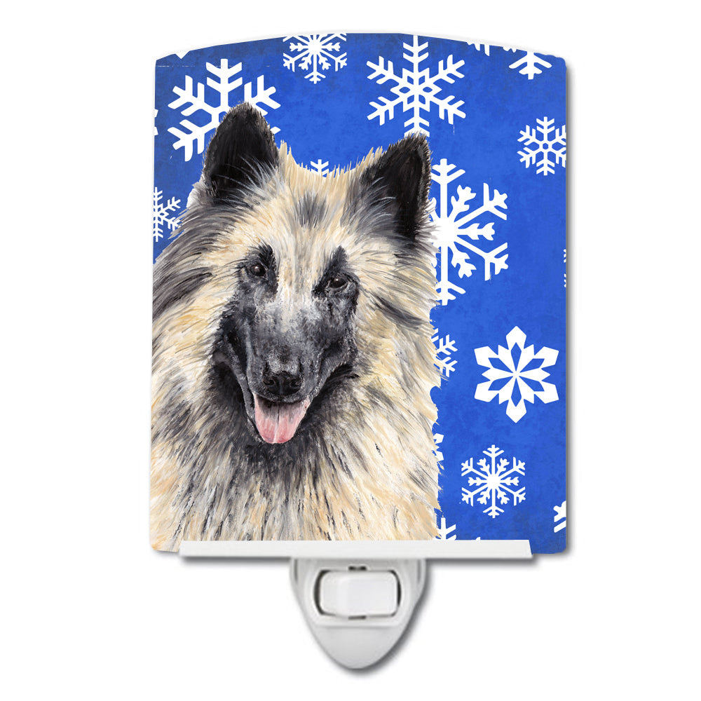 Belgian Tervuren Winter Snowflakes Holiday Ceramic Night Light SC9392CNL - the-store.com