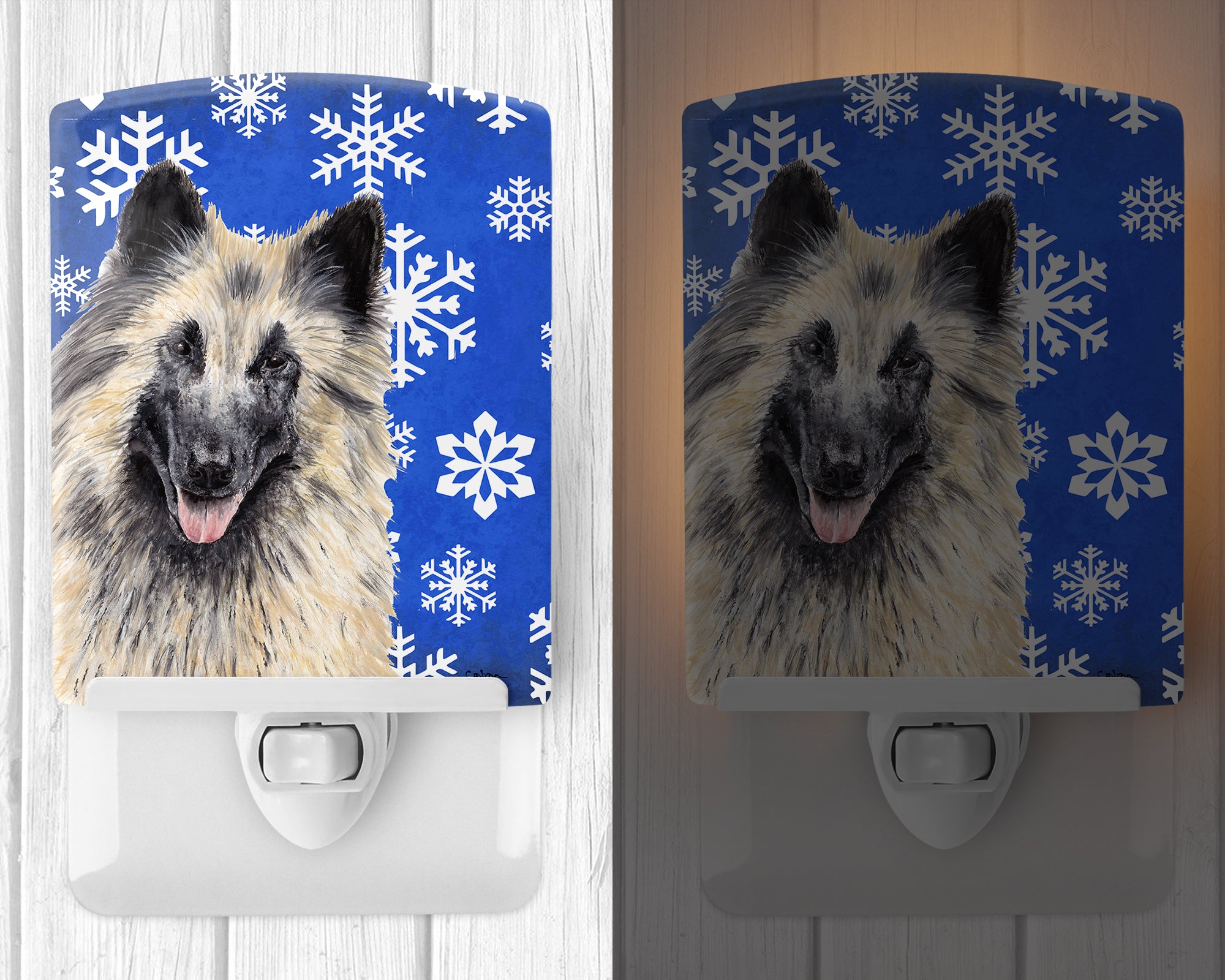 Belgian Tervuren Winter Snowflakes Holiday Ceramic Night Light SC9392CNL - the-store.com