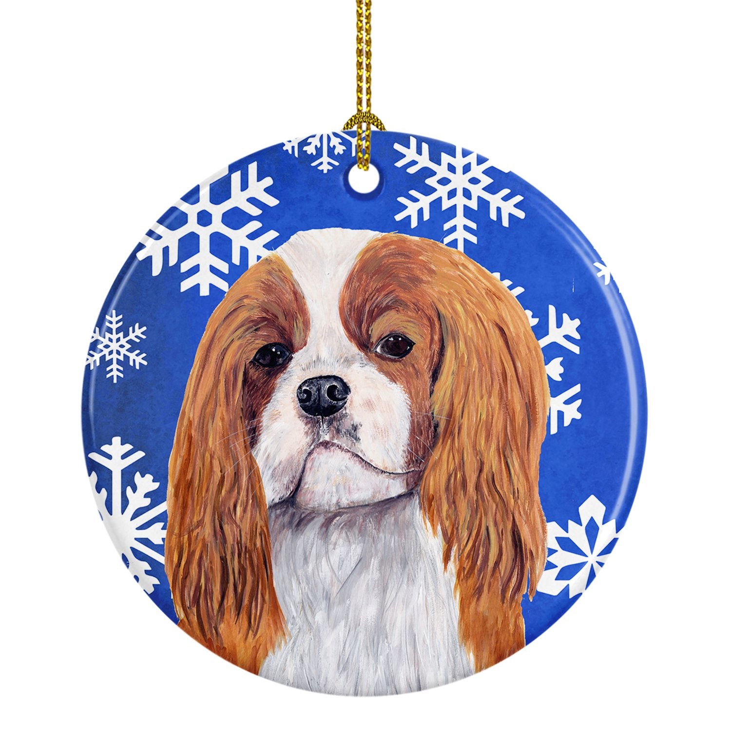 Cavalier Spaniel Winter Snowflakes Holiday Ceramic Ornament SC9394 by Caroline's Treasures