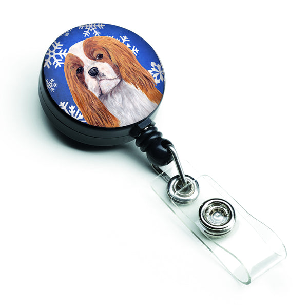 Cavalier Spaniel Winter Snowflakes Holiday Retractable Badge Reel SC9394BR  the-store.com.