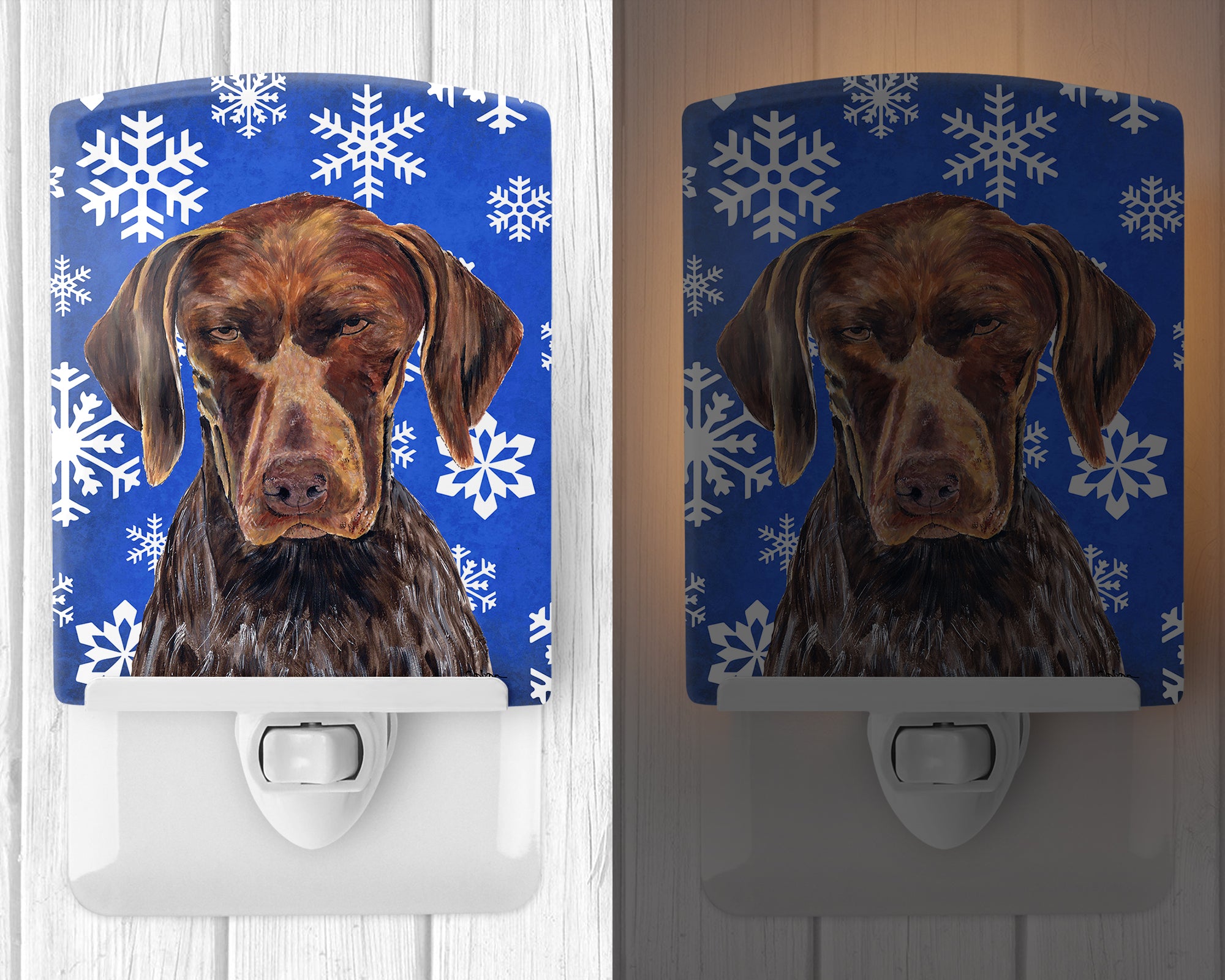 German Shorthaired Pointer Winter Snowflakes Holiday Ceramic Night Light SC9395CNL - the-store.com