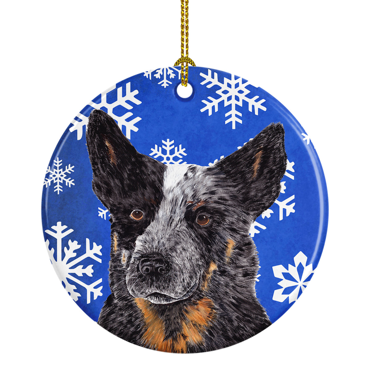 Australian Cattle Dog Winter Snowflakes Holiday Ceramic Ornament SC9396 - the-store.com