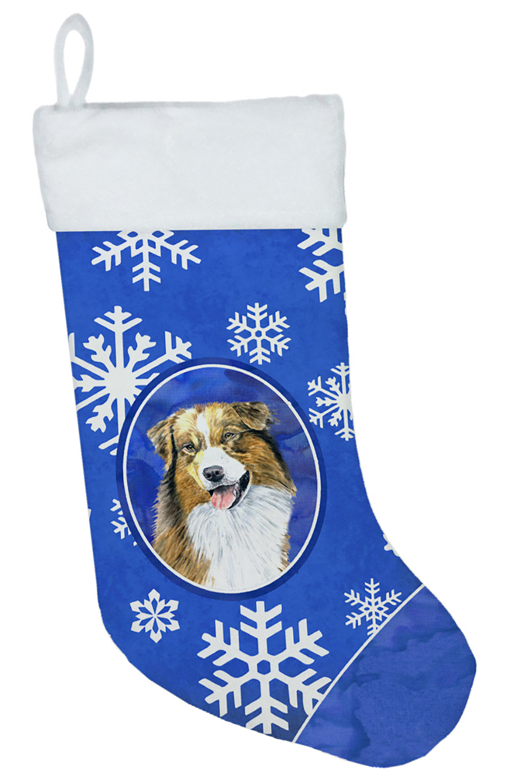 Australian Shepherd Winter Snowflakes Christmas Stocking SC9397  the-store.com.