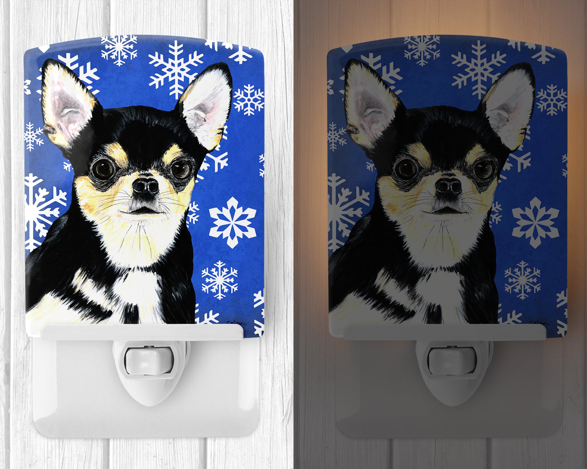 Chihuahua Winter Snowflakes Holiday Ceramic Night Light SC9399CNL - the-store.com