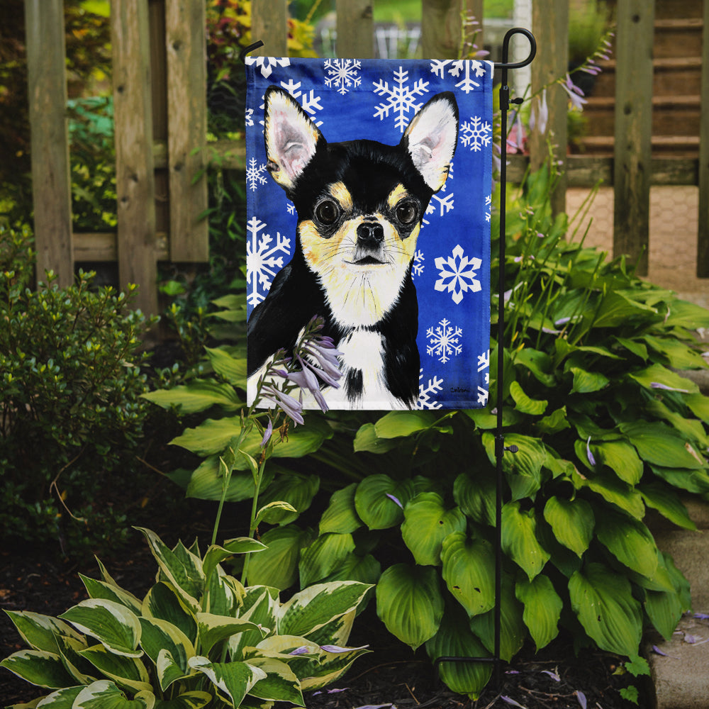 Chihuahua Winter Snowflakes Holiday Flag Garden Size.