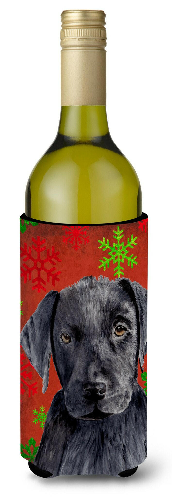 Labrador  Snowflakes Holiday Christmas Wine Bottle Beverage Insulator Beverage Insulator Hugger by Caroline&#39;s Treasures