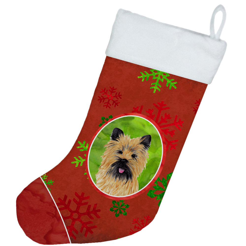 Cairn Terrier Red and Green Snowflakes Holiday  Christmas Stocking  the-store.com.