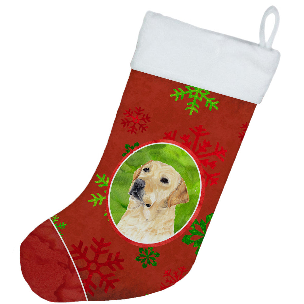 Labrador Red and Green Snowflakes Holiday Christmas Christmas Stocking SC9416  the-store.com.