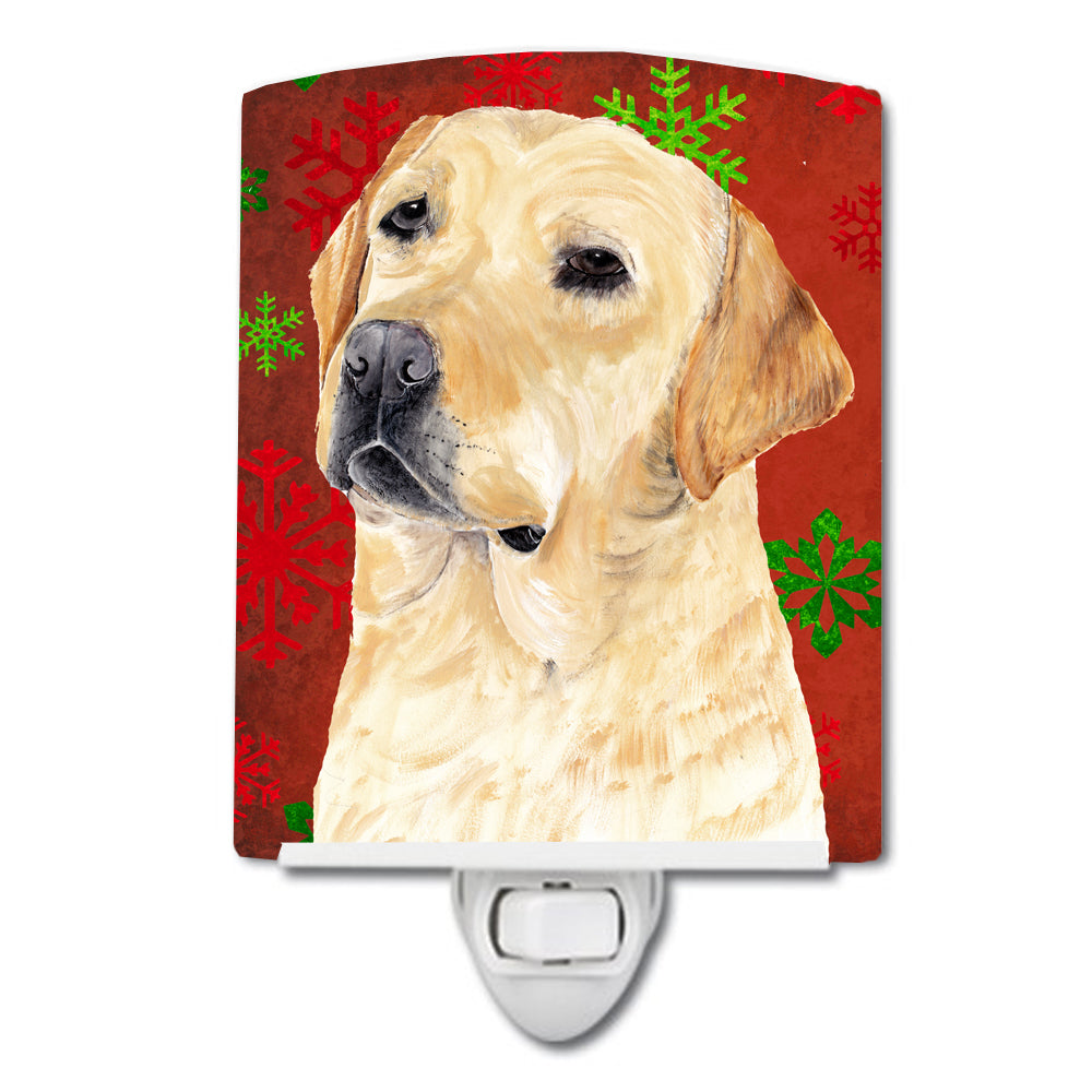 Labrador Red and Green Snowflakes Holiday Christmas Ceramic Night Light SC9416CNL - the-store.com