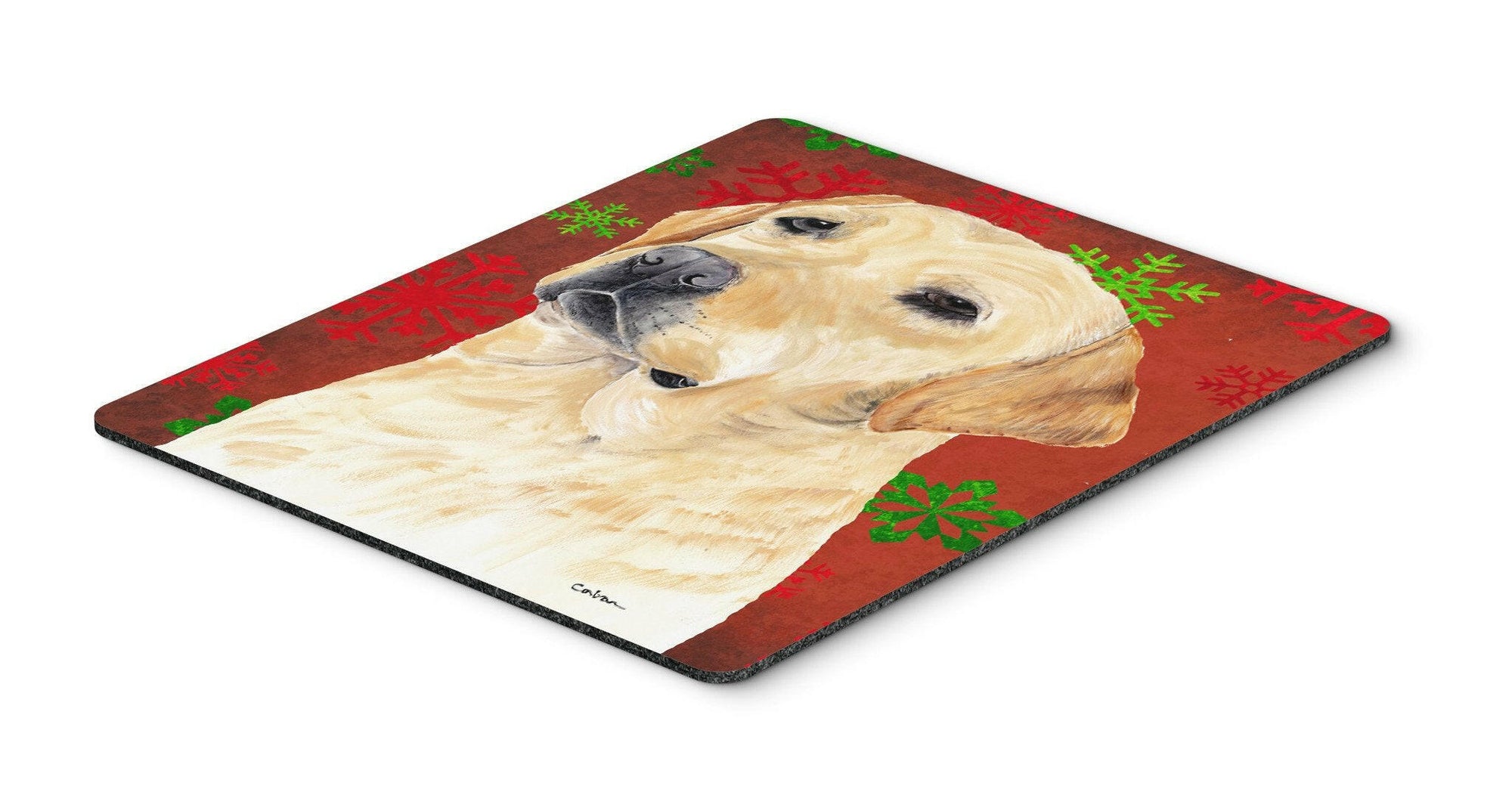 Labrador Red and Green Snowflakes Christmas Mouse Pad, Hot Pad or Trivet by Caroline's Treasures