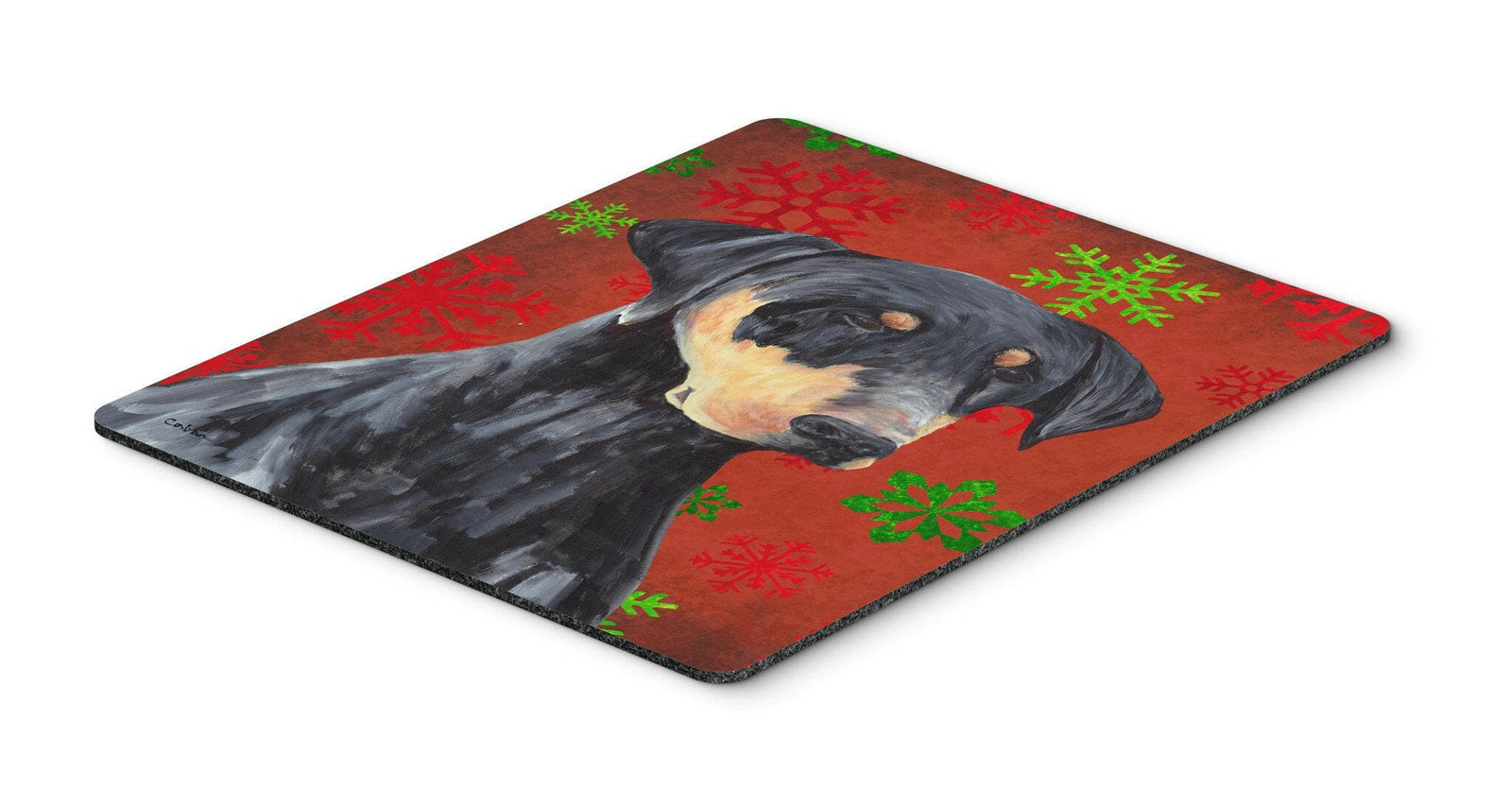 Doberman Red and Green Snowflakes Christmas Mouse Pad, Hot Pad or Trivet by Caroline's Treasures