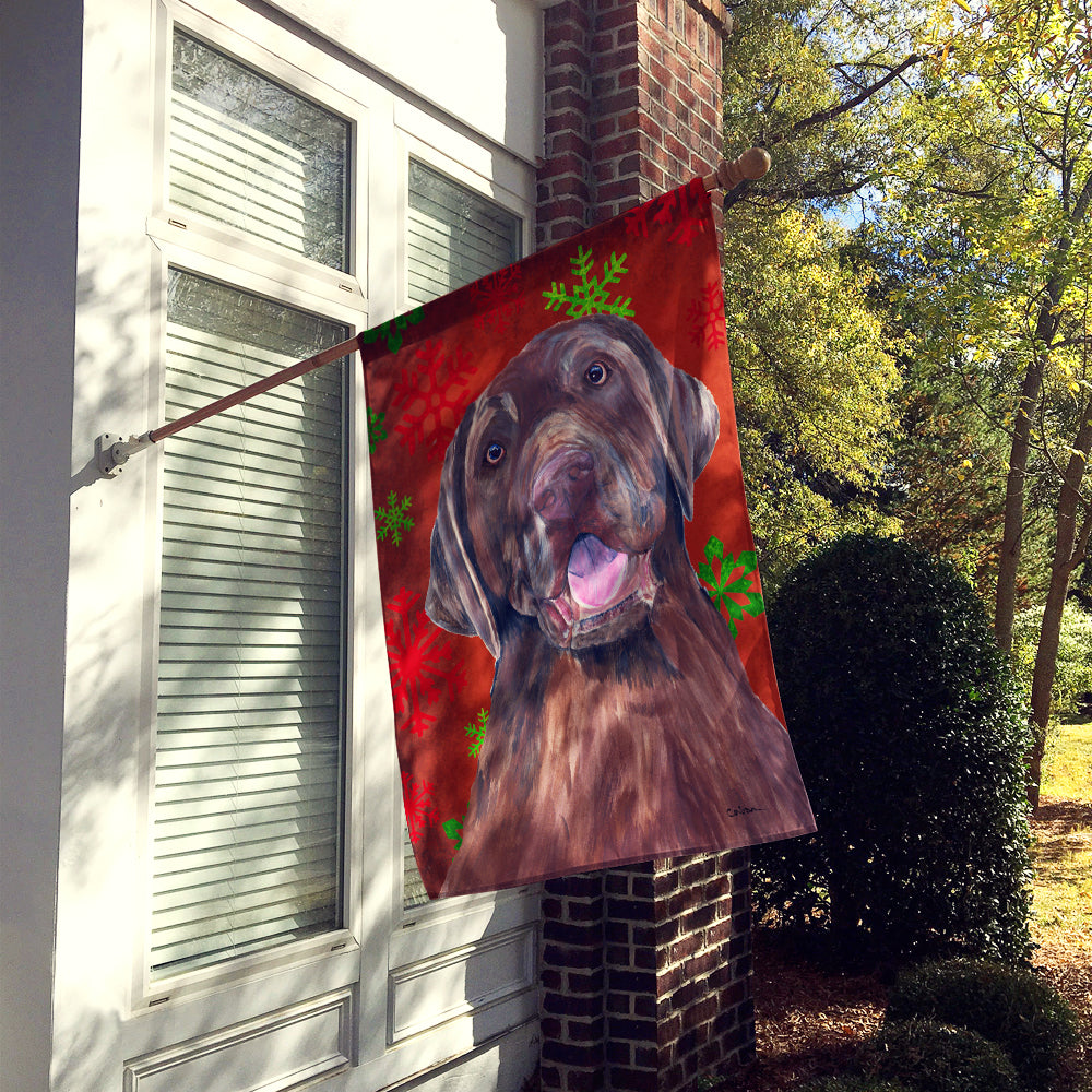 Labrador Red Green Snowflake Holiday Christmas Flag Canvas House Size  the-store.com.