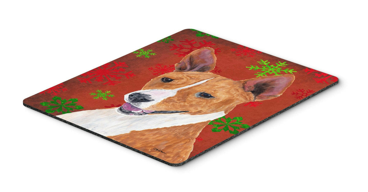 Basenji Red and Green Snowflakes Holiday Christmas Mouse Pad, Hot Pad or Trivet by Caroline&#39;s Treasures