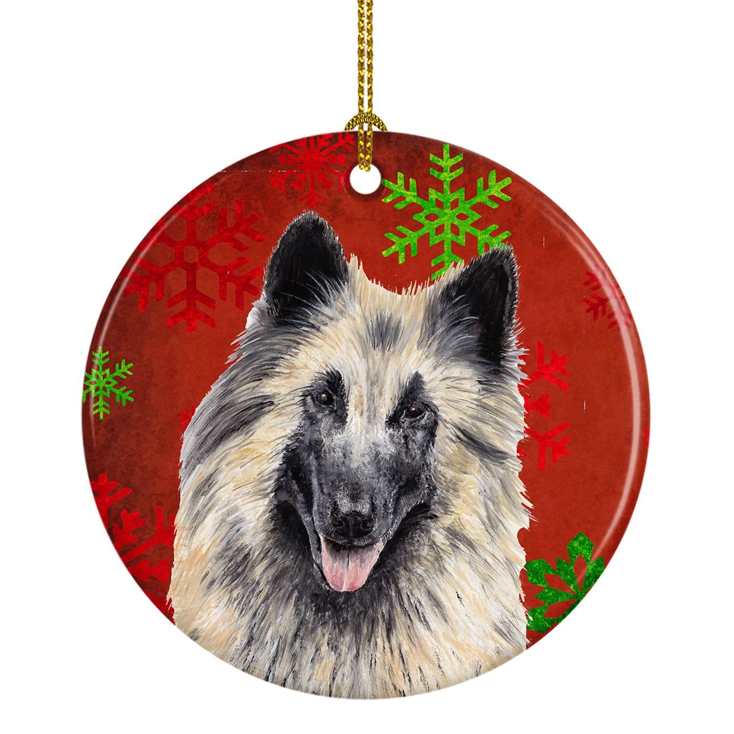 Belgian Tervuren Red Snowflakes Holiday Christmas Ceramic Ornament SC9432 by Caroline's Treasures