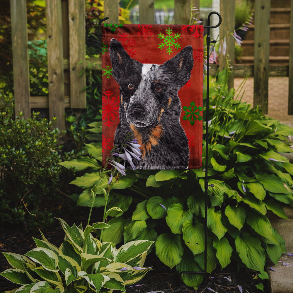 Australian Cattle Dog Red Green Snowflakes Christmas Flag Garden Size.