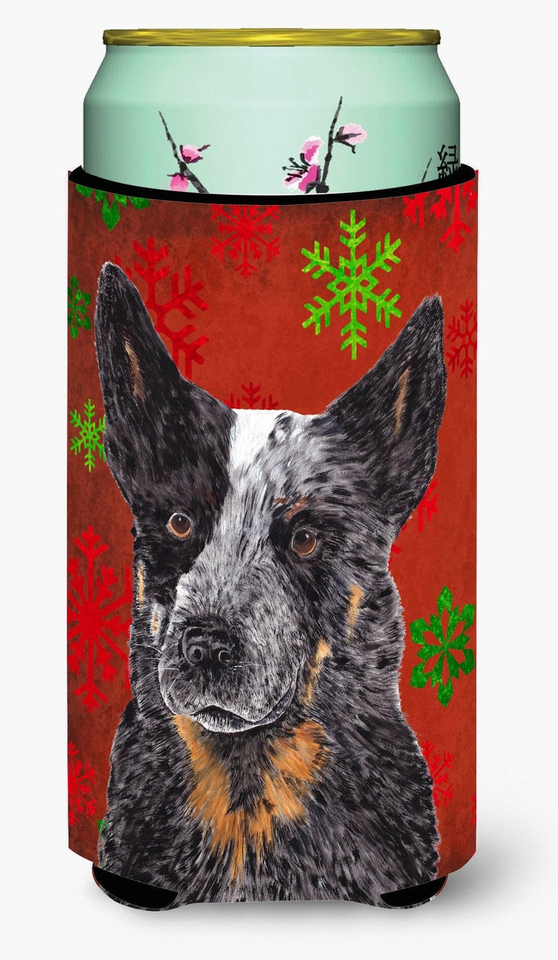 Australian Cattle Dog Red Green Snowflakes Christmas  Tall Boy Beverage Insulator Beverage Insulator Hugger by Caroline&#39;s Treasures