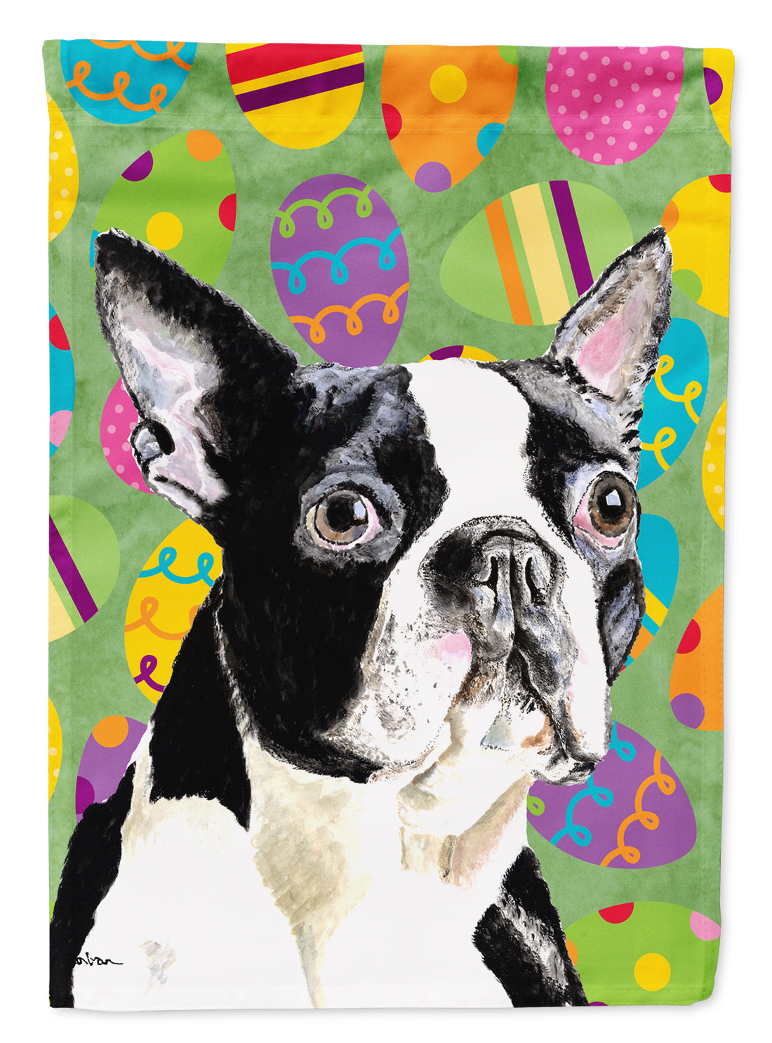 Boston Terrier Easter Eggtravaganza Flag Canvas House Size