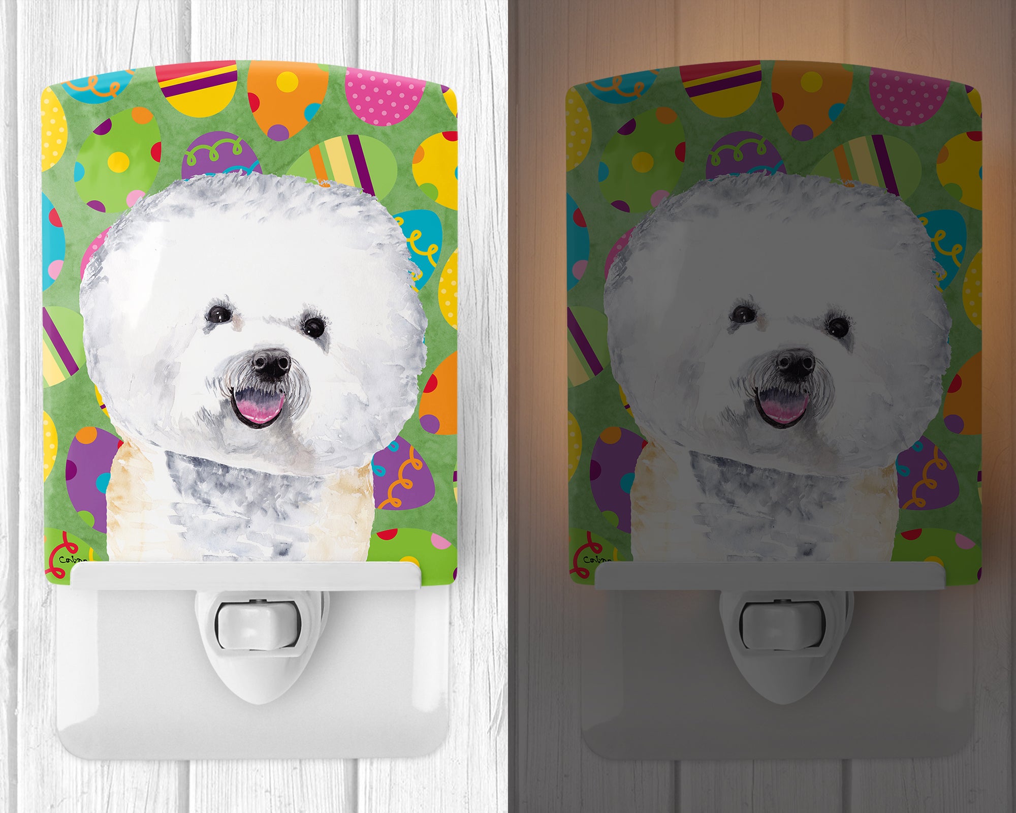 Bichon Frise Easter Eggtravaganza Ceramic Night Light SC9442CNL - the-store.com