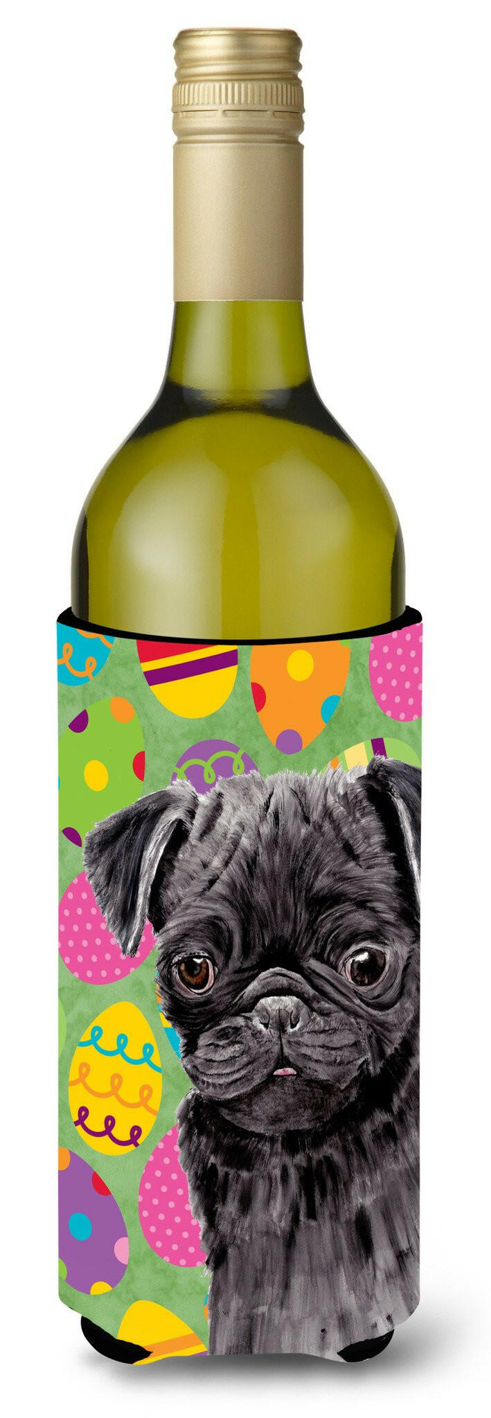 Pug Easter Eggtravaganza Wine Bottle Beverage Insulator Beverage Insulator Hugger SC9446LITERK by Caroline&#39;s Treasures