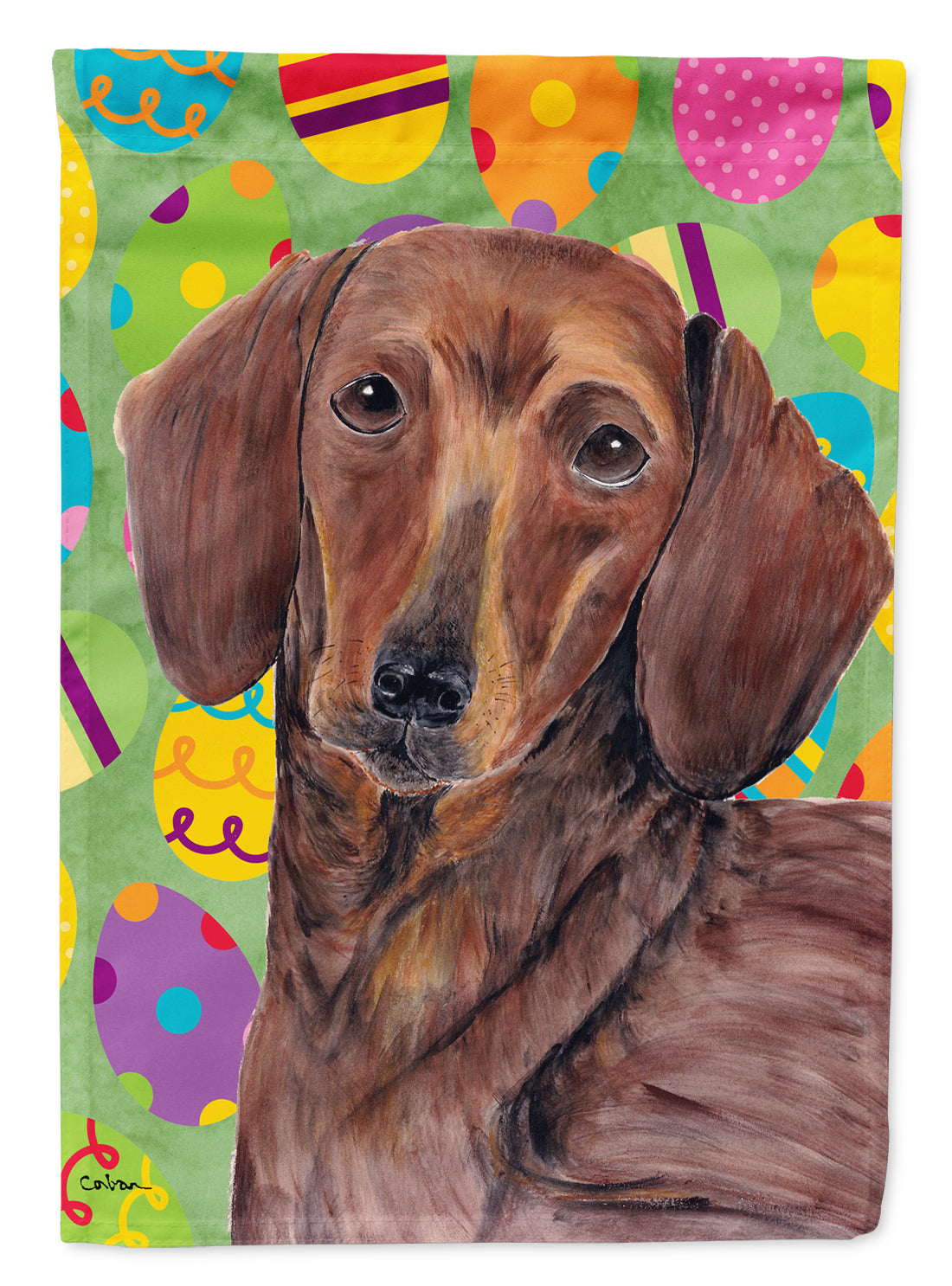 Dachshund Easter Eggtravaganza Flag Canvas House Size  the-store.com.